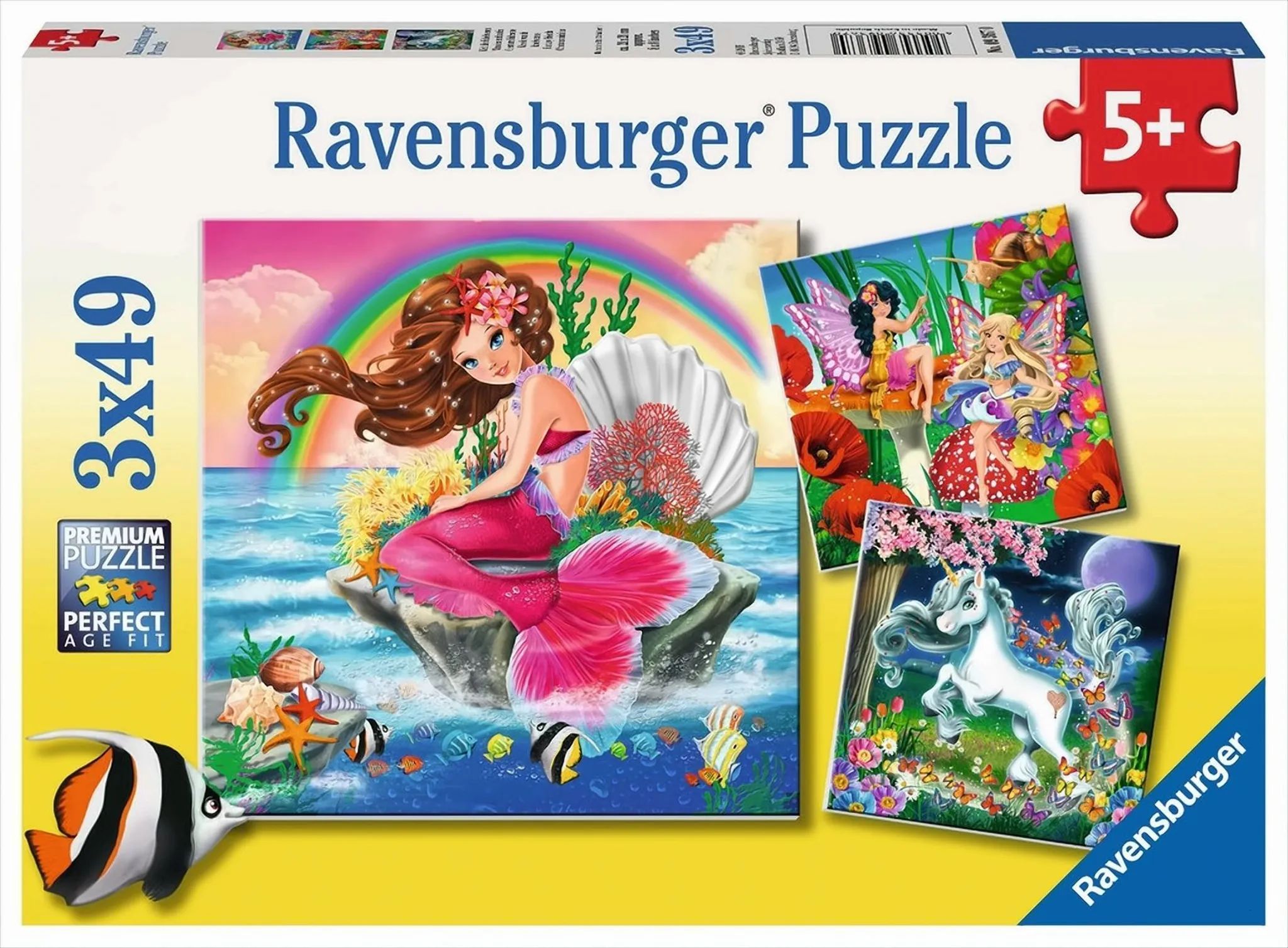 3 x 49 Teile Ravensburger Kinder Puzzle Welt der Fabelwesen 09367